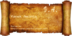 Vanek Aminta névjegykártya